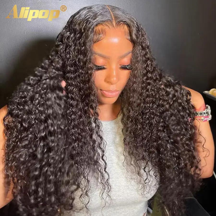 13x4 HD Lace Frontal Wig Human Hair Deep Wave Frontal Wig Deep Curly Lace Front Human Hair Wig For Black Woman T Pre